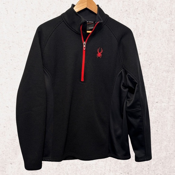 Spyder Black and Red Quarter-Zip Sweatshirt - Picture 1 of 3
